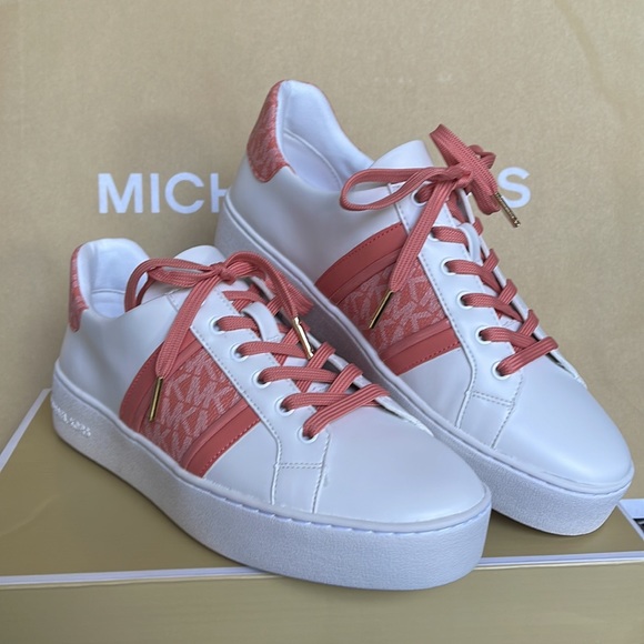 MICHAEL KORS POPPY STRIPE LACE UP NAPPA FAUX LEATHER SHERBERT WMNS - Picture 5 of 16